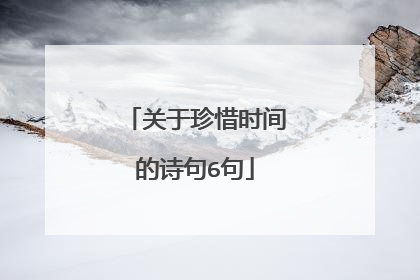 关于珍惜时间的诗句6句