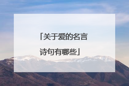 关于爱的名言诗句有哪些