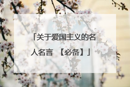 关于爱国主义的名人名言 【必备】