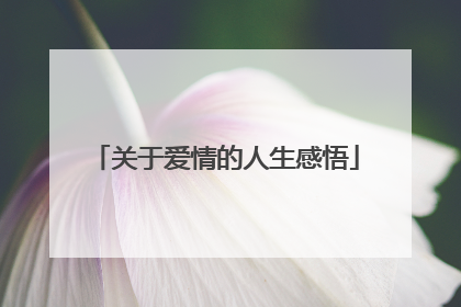 关于爱情的人生感悟