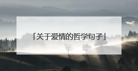 关于爱情的哲学句子