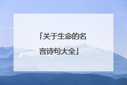 关于生命的名言诗句大全