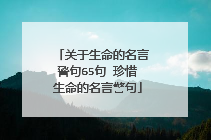 关于生命的名言警句65句 珍惜生命的名言警句
