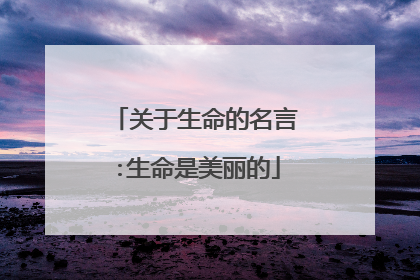 关于生命的名言:生命是美丽的