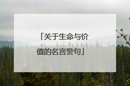 关于生命与价值的名言警句