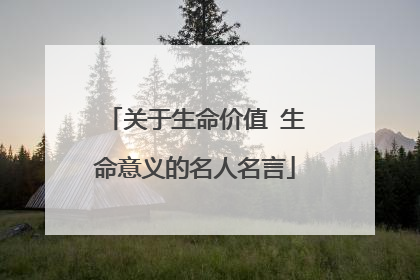 关于生命价值 生命意义的名人名言