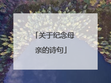 关于纪念母亲的诗句