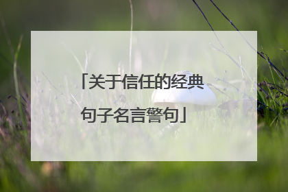 关于信任的经典句子名言警句