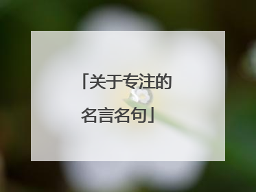 关于专注的名言名句