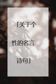 关于个性的名言诗句