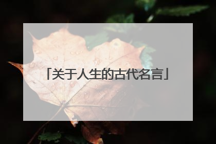 关于人生的古代名言