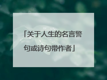 关于人生的名言警句或诗句带作者