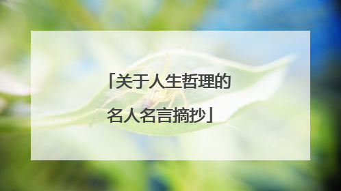 关于人生哲理的名人名言摘抄