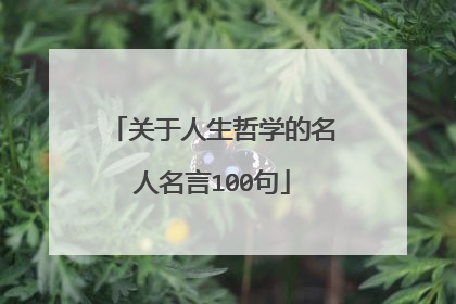 关于人生哲学的名人名言100句