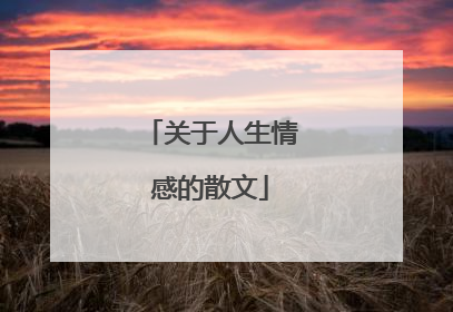 关于人生情感的散文