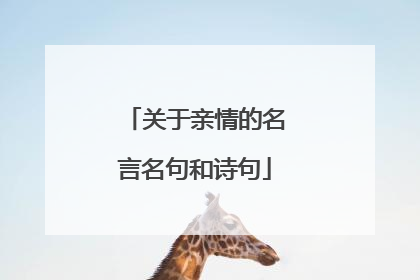 关于亲情的名言名句和诗句