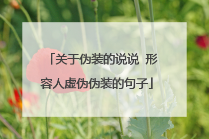 关于伪装的说说 形容人虚伪伪装的句子