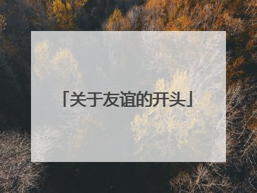 关于友谊的开头