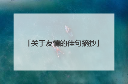 关于友情的佳句摘抄