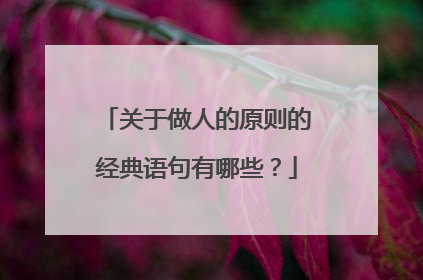 关于做人的原则的经典语句有哪些?