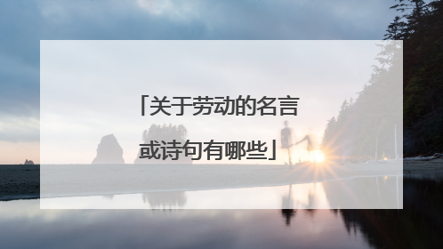 关于劳动的名言或诗句有哪些