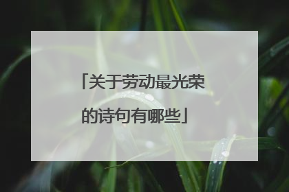 关于劳动最光荣的诗句有哪些