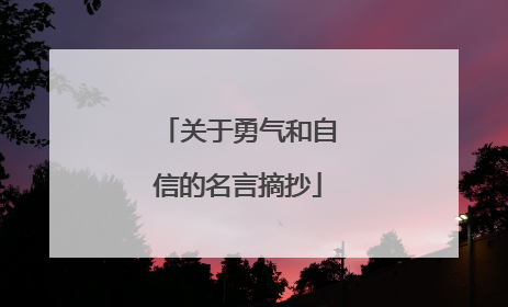 关于勇气和自信的名言摘抄