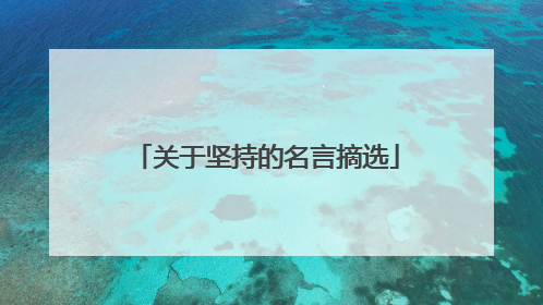 关于坚持的名言摘选