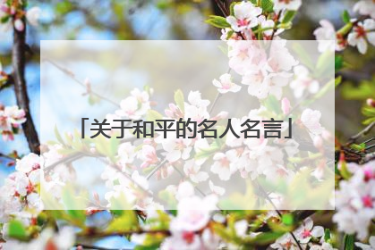 关于和平的名人名言