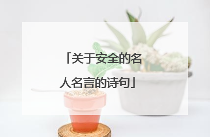 关于安全的名人名言的诗句