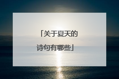 关于夏天的诗句有哪些