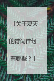 关于夏天的诗词佳句有哪些?