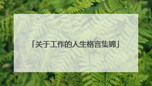 关于工作的人生格言集锦