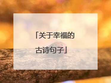 关于幸福的古诗句子