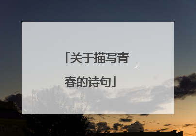 关于描写青春的诗句
