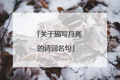 关于描写月亮的诗词名句