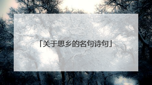 关于思乡的名句诗句