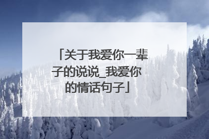 关于我爱你一辈子的说说_我爱你的情话句子