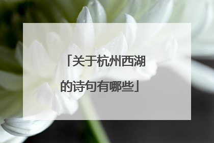 关于杭州西湖的诗句有哪些
