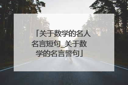 关于数学的名人名言短句_关于数学的名言警句