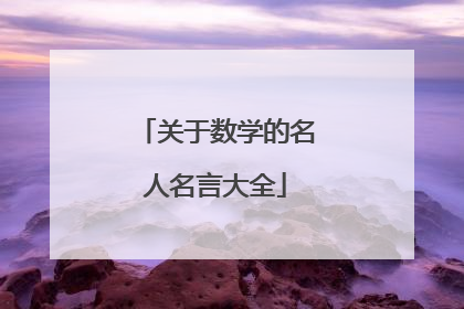 关于数学的名人名言大全