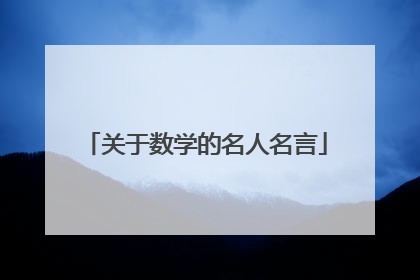 关于数学的名人名言