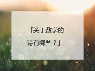 关于数学的诗有哪些?