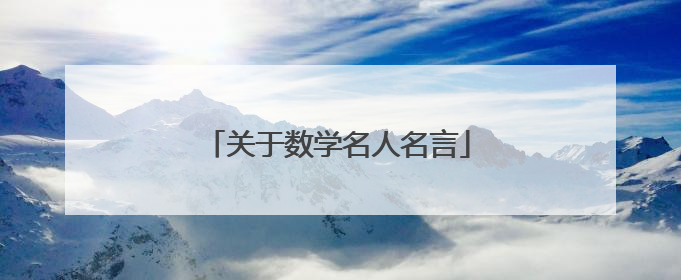 关于数学名人名言