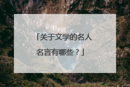 关于文学的名人名言有哪些?