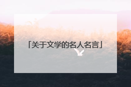 关于文学的名人名言