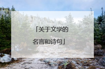 关于文学的名言和诗句
