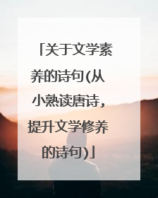 关于文学素养的诗句(从小熟读唐诗,提升文学修养的诗句)