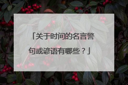 关于时间的名言警句或谚语有哪些?