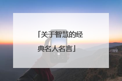 关于智慧的经典名人名言